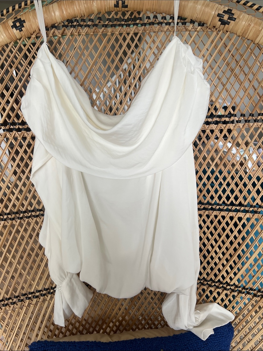 Free People Cream Draped Off-Shoulder Blouse